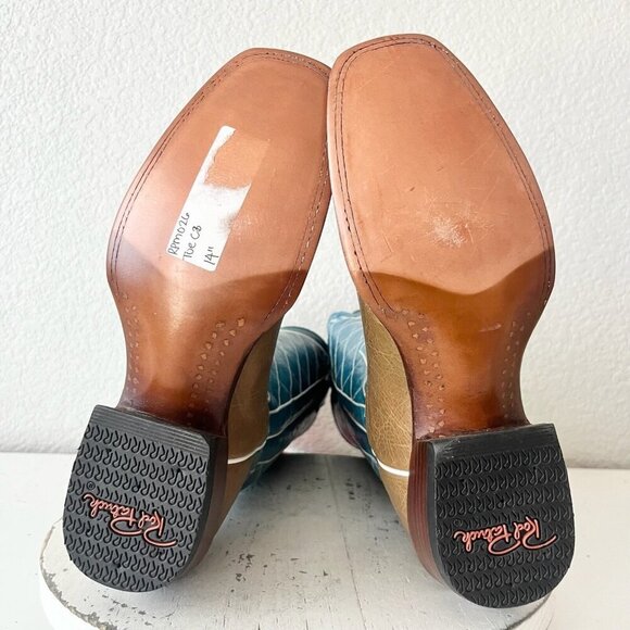 Rod Patrick Womens Cowboy Boots 8AA Brown Turquoise Western Cowgirl Square Toe - Picture 8 of 12